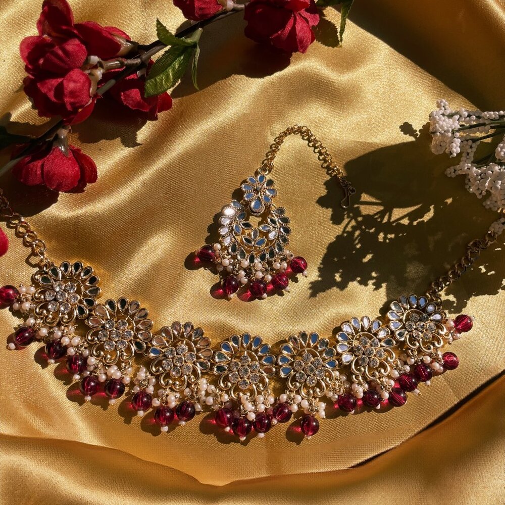 Indian Jewelry -  Empress (burgundy)